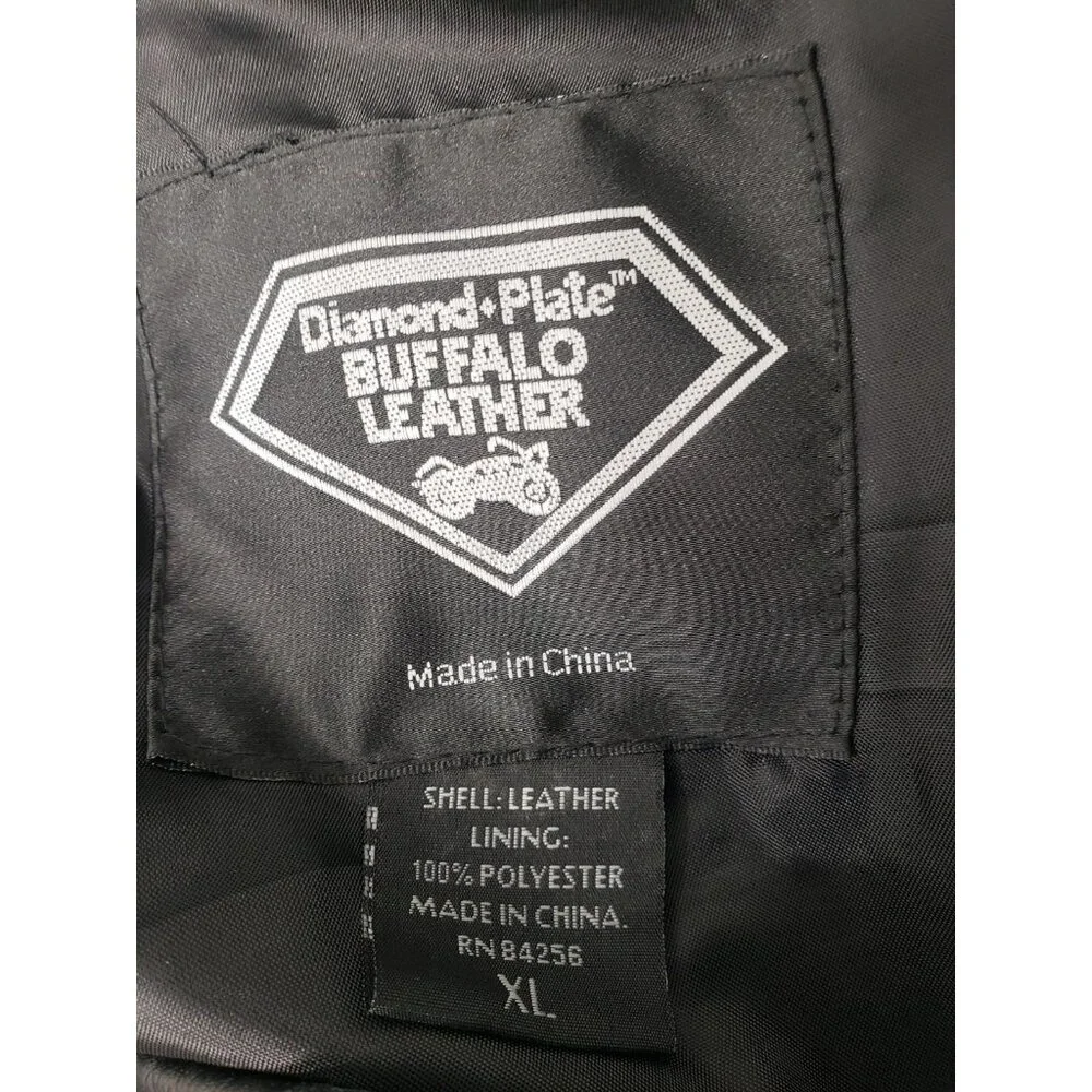 Men's Diamond Plate Genuine Buffalo Leather Motorcycle Chaps Pants Size XL